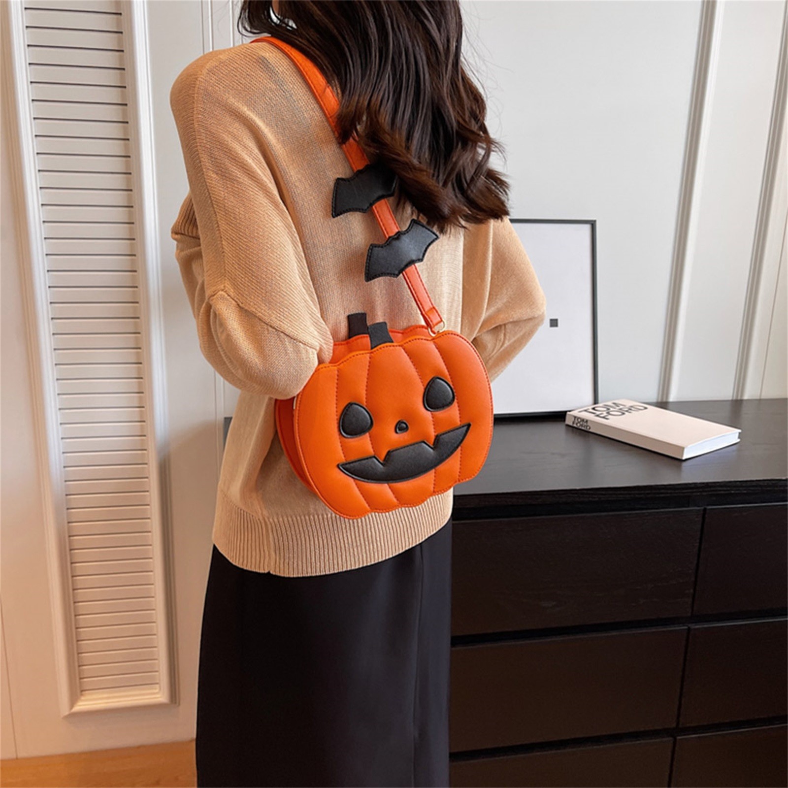パンプキンクロスボディバッグ女性のためのパンプキンショルダーバッグ女性ハロウィンバッグ Pu レザー悪魔メッセンジャーバッグハロウィンショッパーバッグ