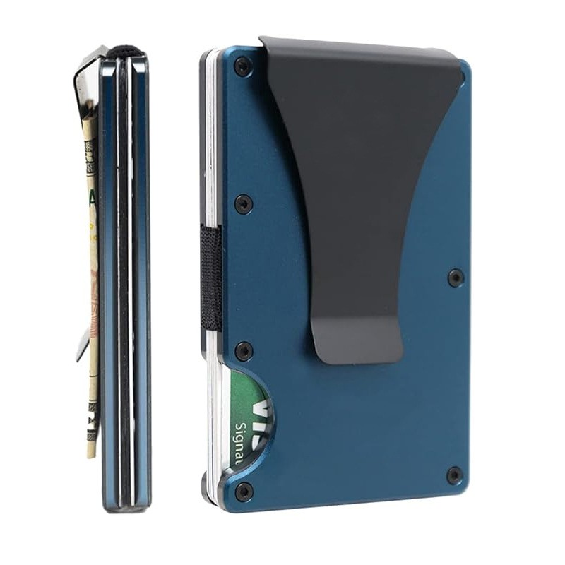 Ridge カード ホルダー 2.0 スリム RFID ブロッキング メタル ウォレット |ミニマリストのフロントポケット |アルミニウム チタン カーボンファイバー