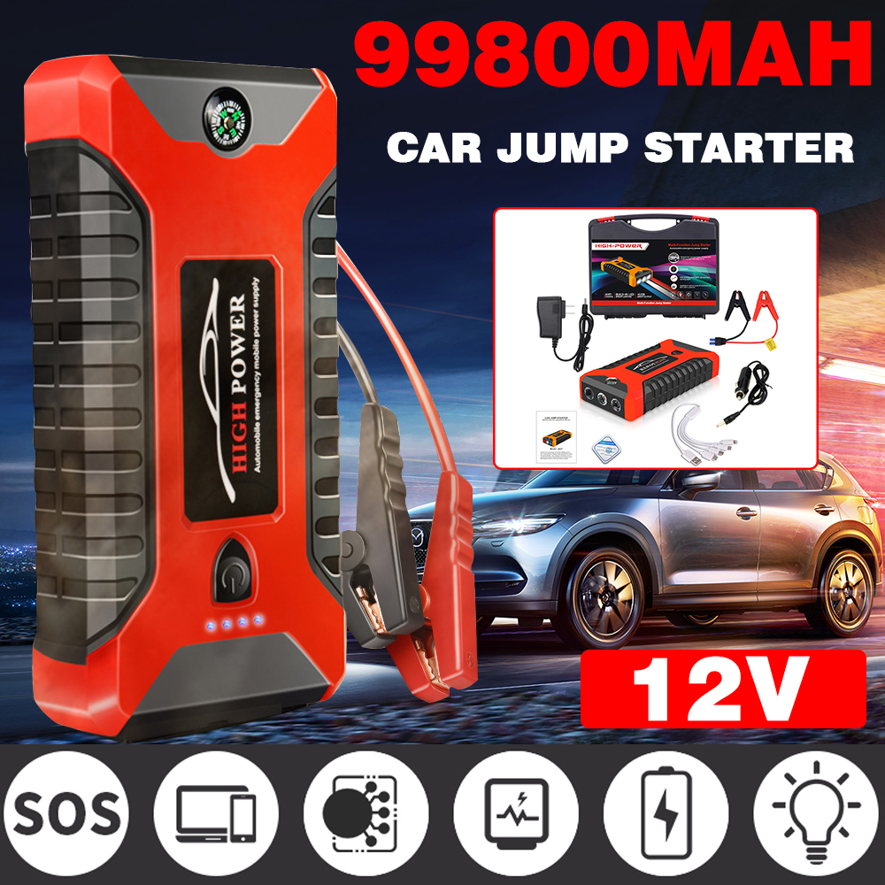 ポータブル車のバッテリースターター自動ジャンプスターター 99800mAh ガソリンディーゼル車緊急ブースタースタート電源 12V 車用