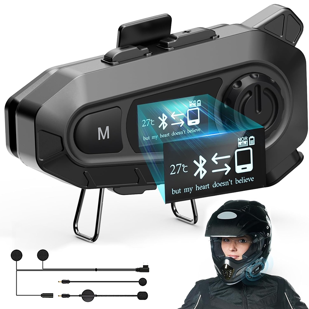 オートバイ 5.3 Bluetooth インターホンヘルメットヘッドセットテイクアウトヘッドセット、 2 ライダーコミュニケーターモト防水インターホンイヤホン用