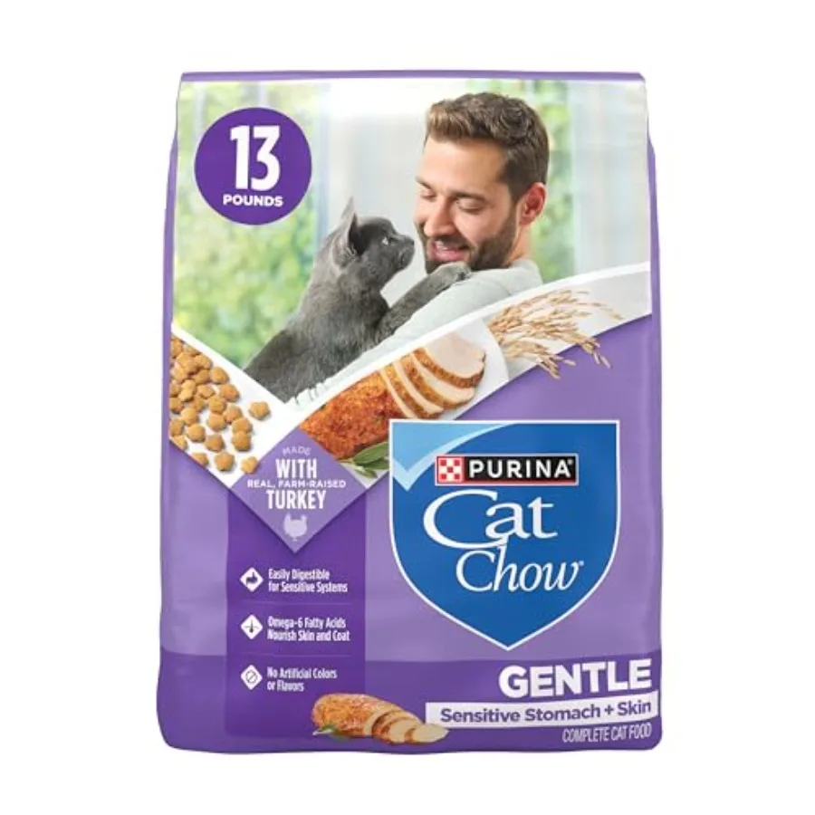 胃や皮膚に優しい七面鳥入りドライキャットフード - 13ポンドバッグ