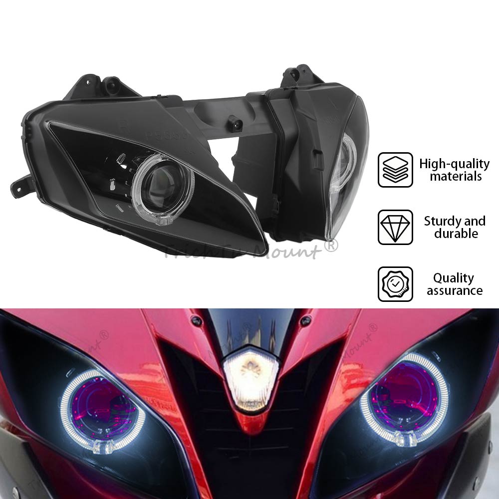 フロントデュアルビーム LED ヘッドライトアセンブリエンジェルデビルアイハイ/ロービームヘッドランプライトヤマハ YZF R6 2006 2007 オートバイ