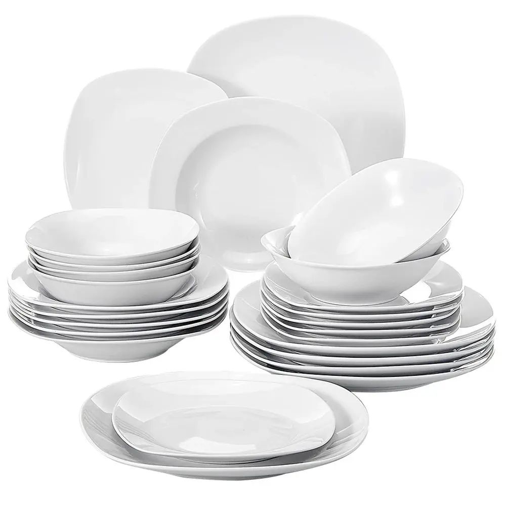 MALACASA Elisa 24ピース セラミック磁器 食器 ディナーセット シリアルボウル スープ デザートプレート 食器 6人用