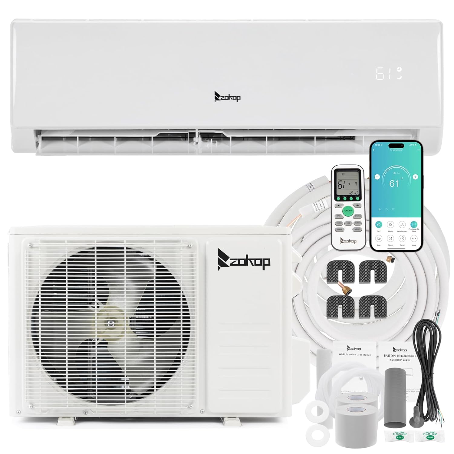 17,000 BTU ミニ スプリット エアコン インバーター、17 SEER 230V 省エネ スプリット システム AC、事前充電コンデンサー付き、カスタム