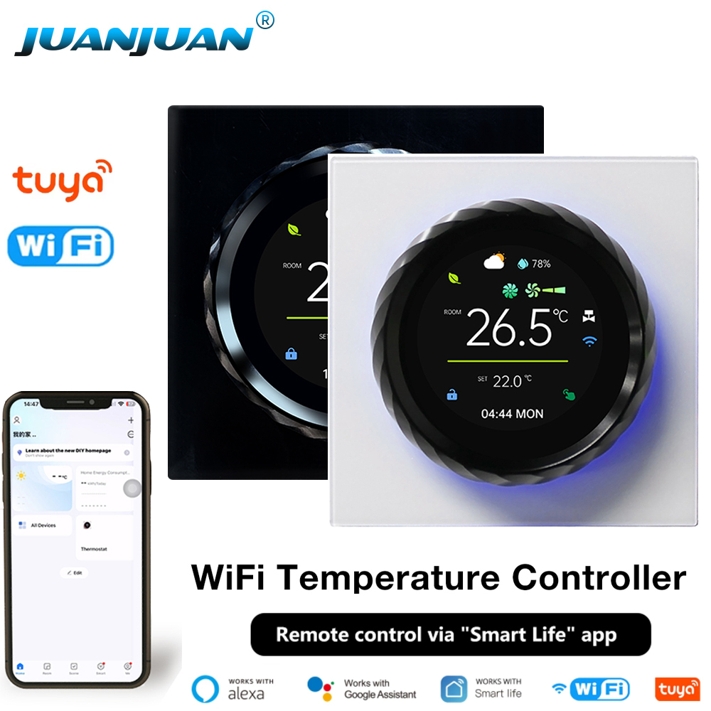 Tuya WiFi スマート サーモスタット エアコン温度コントローラー LED タッチ スクリーン温度調節器 Alexa Google ホームと連携