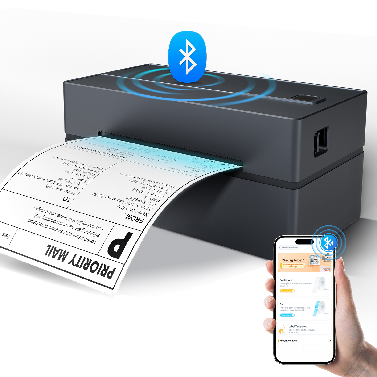 感熱ラベルプリンター ポータブル インク不要 203DPI 4x6 中小企業向け Bluetooth USB 高速 Express Airway Bill