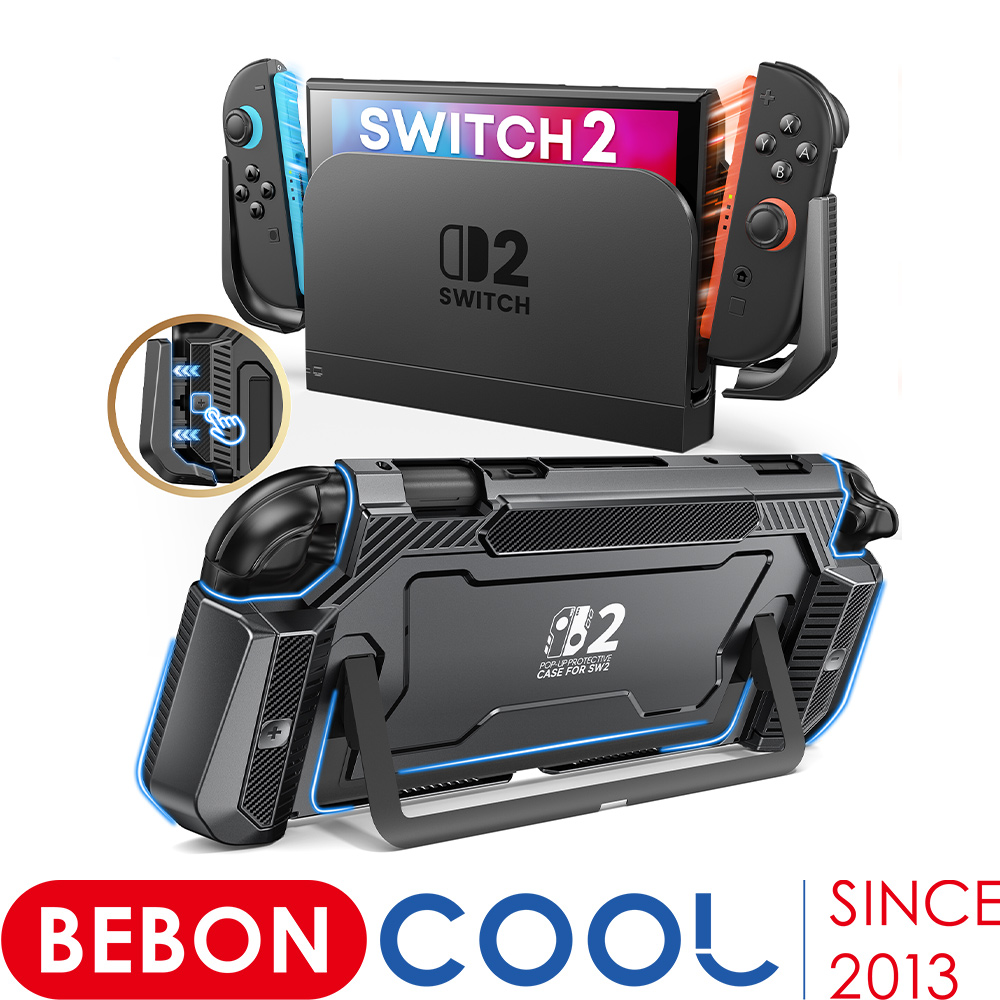 BEBONCOOL ポップアップ保護ケース アップグレード保護カバー 人間工学に基づいた快適なPC素材グリップシェルケース Switch 2用