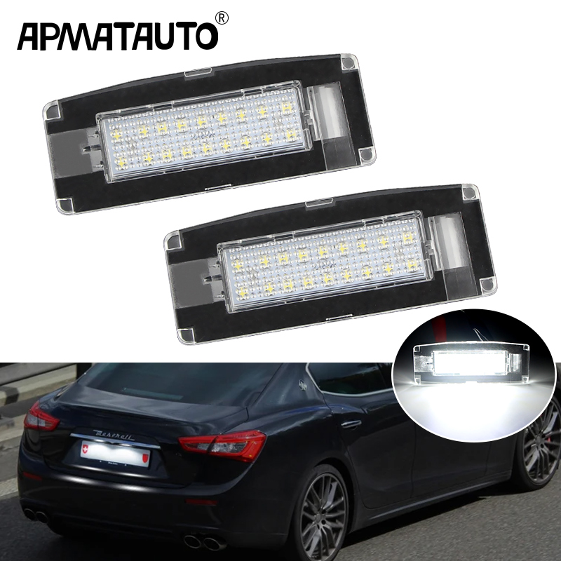 2 個マセラティジブリ M157 2014-2020 CANbus LED ナンバープレートランプホワイトライセンスプレートライトアセンブリ