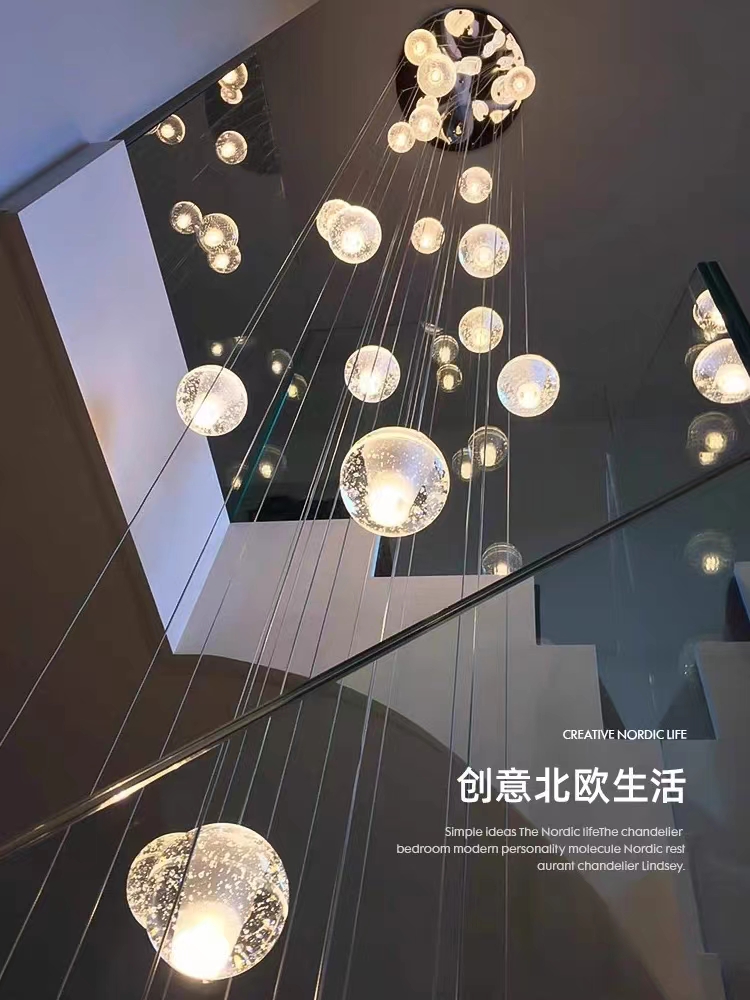 現代の螺旋階段シャンデリアクリスタルボール Led シーリングライトシャンデリアペンダントライトリビングルームダイニング玄関玄関