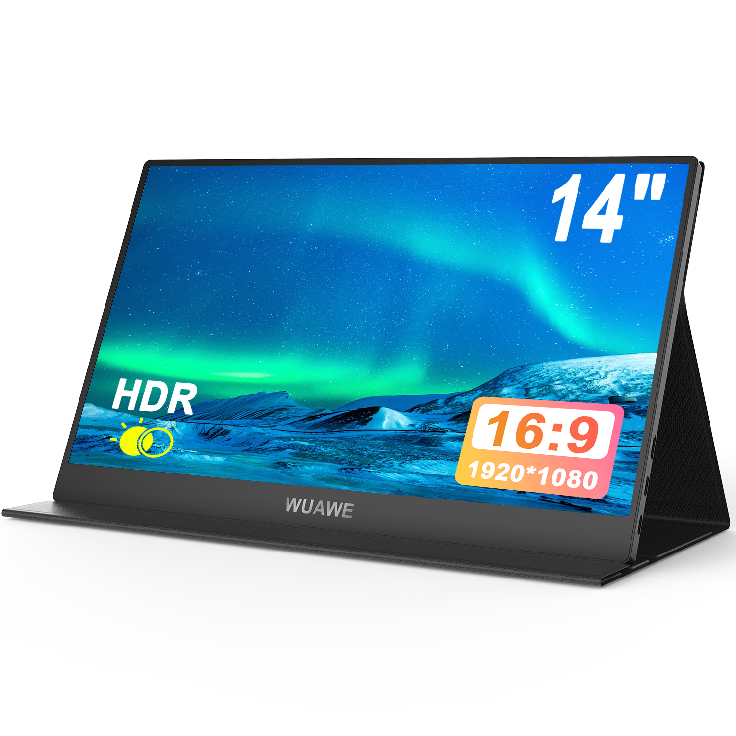 WUAWE 14 インチポータブルモニター 1920*1080 USB-C HDMI および Type-C トラベルモニター、外部セカンドコンピューターモニター PC Mac 電話用