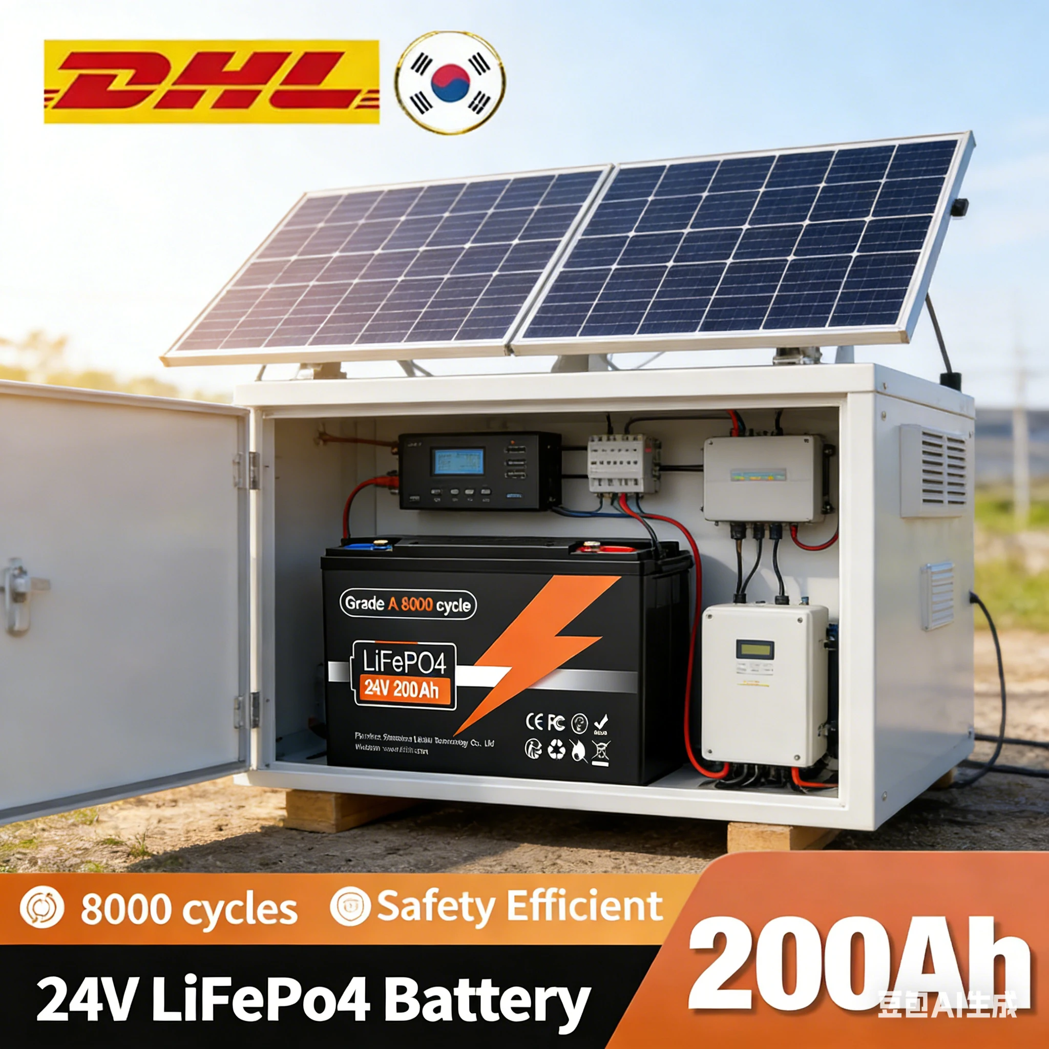 100% 新しい LiFePo4 24V 200Ah リチウムリン酸鉄バッテリー内蔵 200A BMS 、ソーラーマリンオーバーランドオフグリッド LiFePo4 バッテリー用