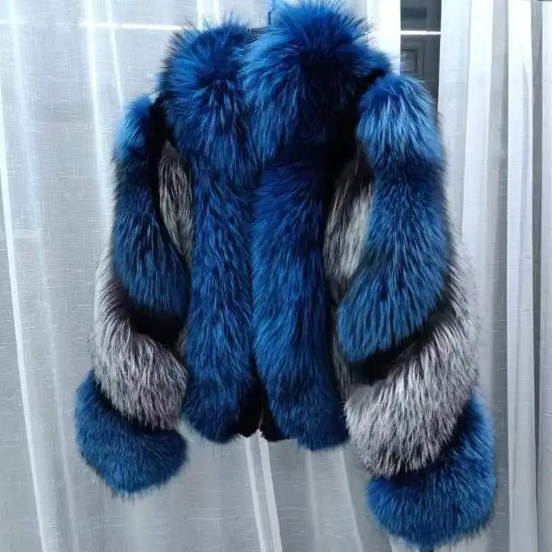 ホット販売最高品質の高級リアルキツネの毛皮スペルウサギの毛皮のコート厚く暖かい天然リアルキツネの毛皮の上着女性の冬のジャケット