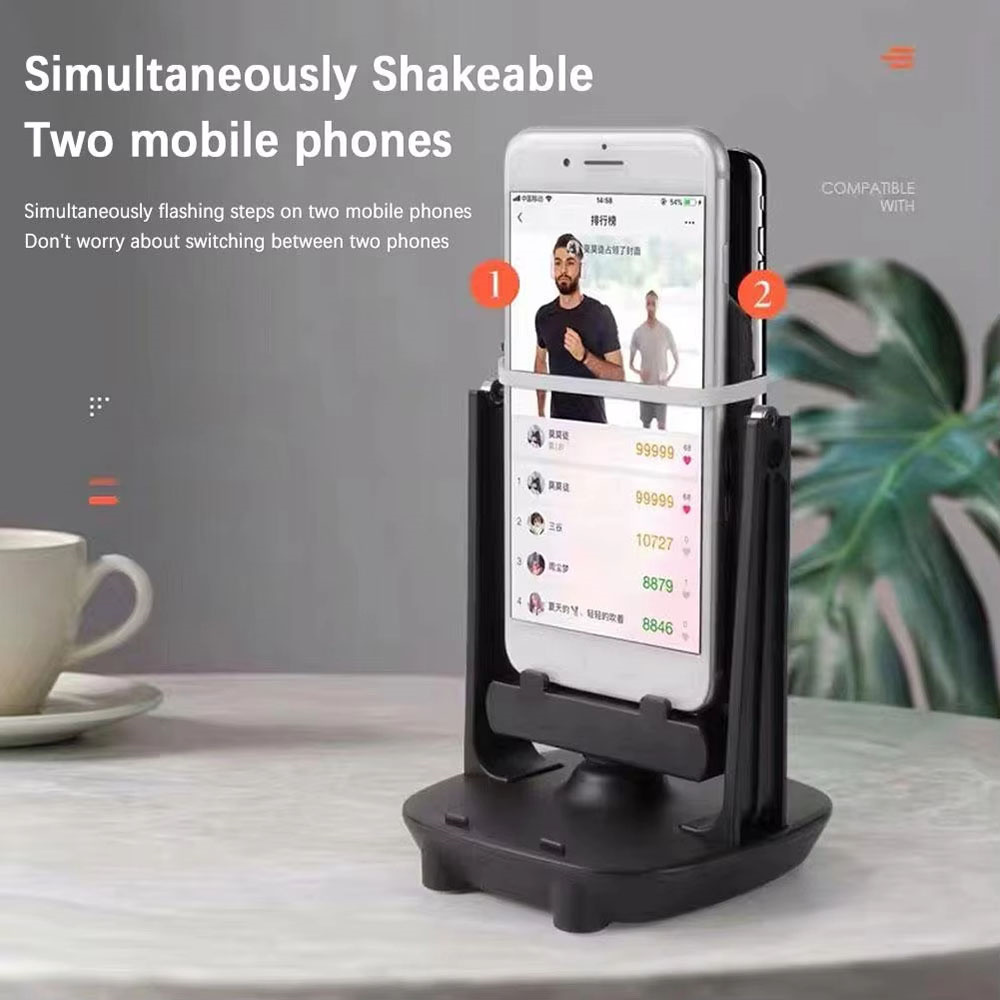 歩数計デスクウィグラー携帯電話スタンドホルダー自動スイングシェイク電話ウォーキングスイングシェーカーブラシステッパーすべての電話用