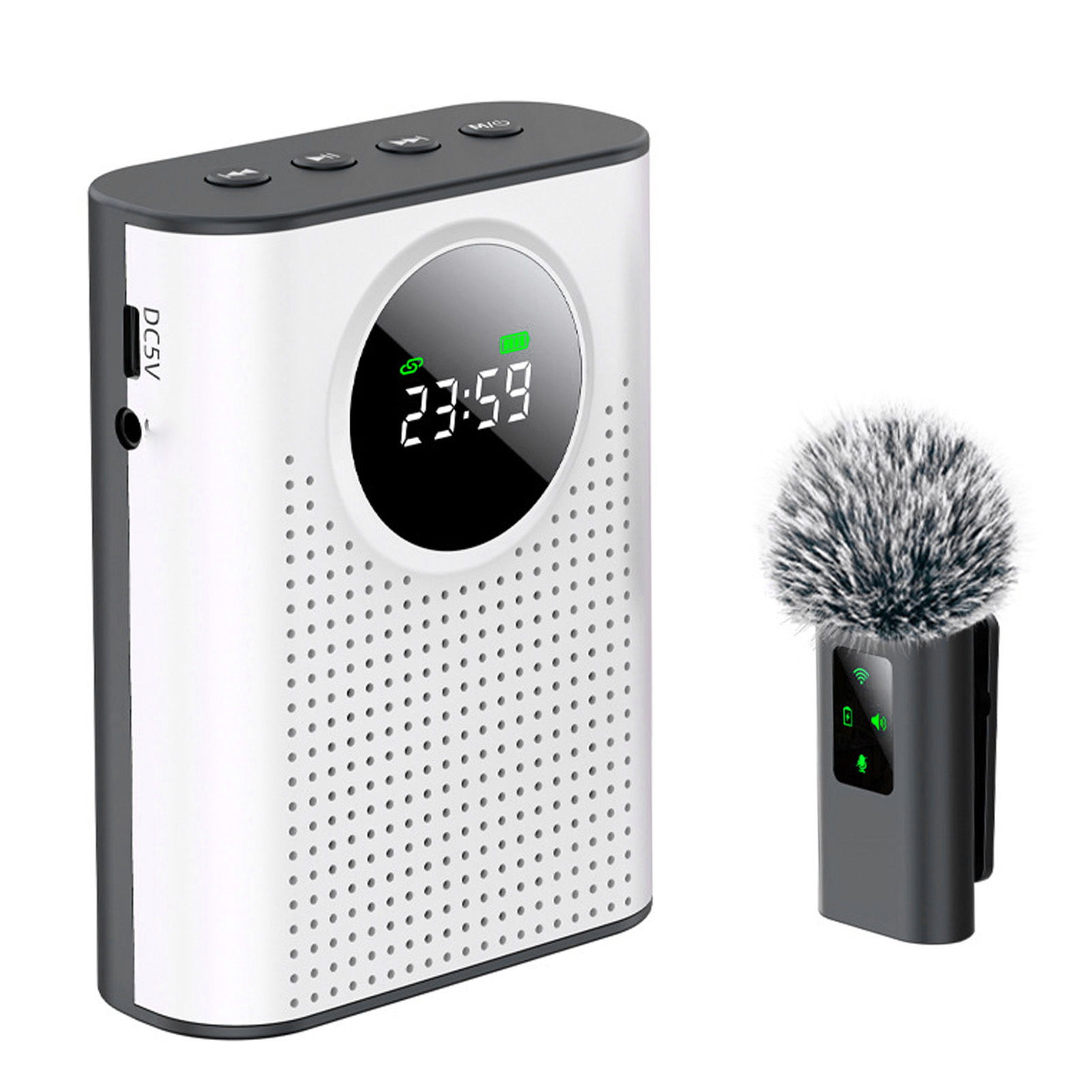ワイヤレス音声アンプ全方向性ピックアップ教師音声マイクアンプ磁気ラベリア LED デジタルディスプレイ付き