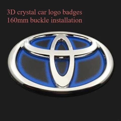 1PC 3D クリスタル車のロゴバッジ車のフロントグリルサイン 160 ミリメートルトヨタハイランダーカムリ RAV4 CHR アバロンハイブリッドカーアクセサリー