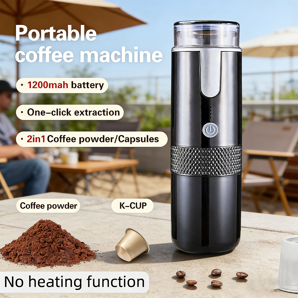 新しいポータブルコーヒーメーカー電動カプセル挽いて淹れるコーヒーメーカー、挽いたコーヒーとKカップの大きなコーヒーポッドに適しています