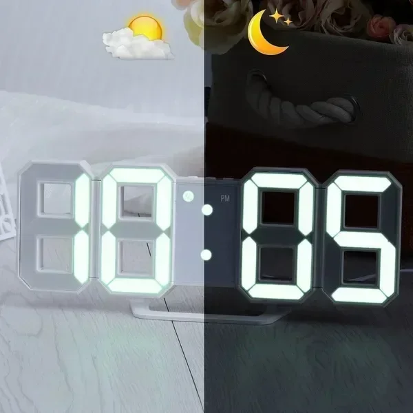 壁時計 3D LED 時計装飾寝室モードホームと装飾吊り下げ大型デジタル時計インテリアルームライト装飾