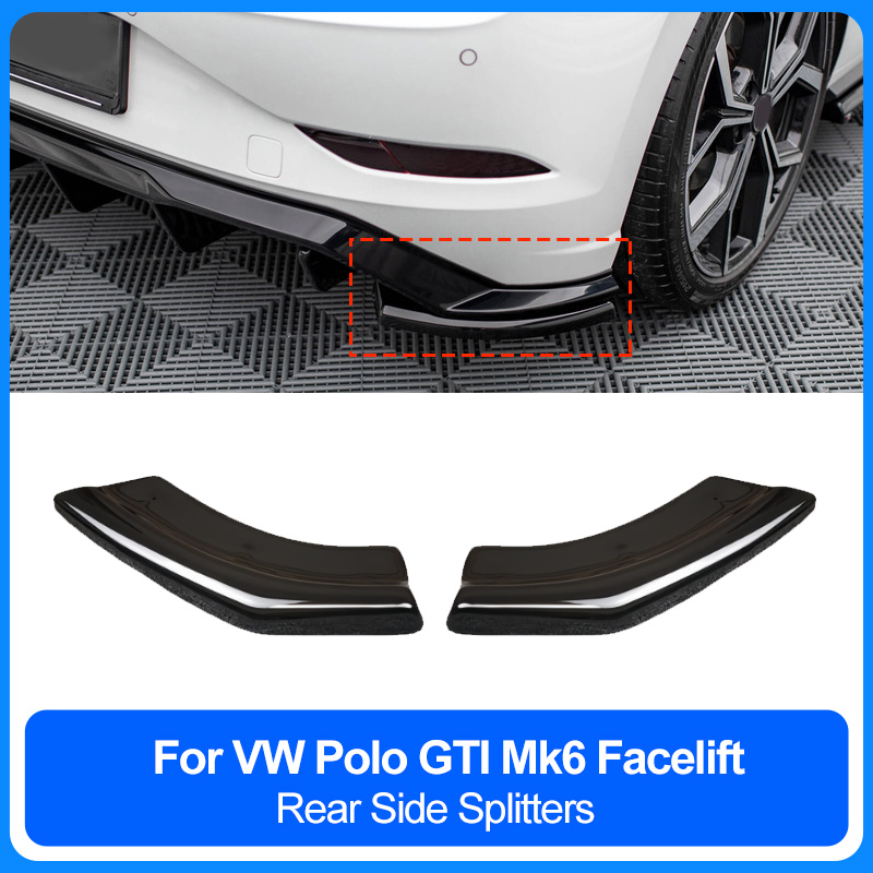 Vw ポロ GTI Mk6 フェイスリフト GTI R ライン 2017-2021 リアバンパーサイドスプリッタースポイラーウイングコーナーリップ ABS グロスブラックアクセサリー