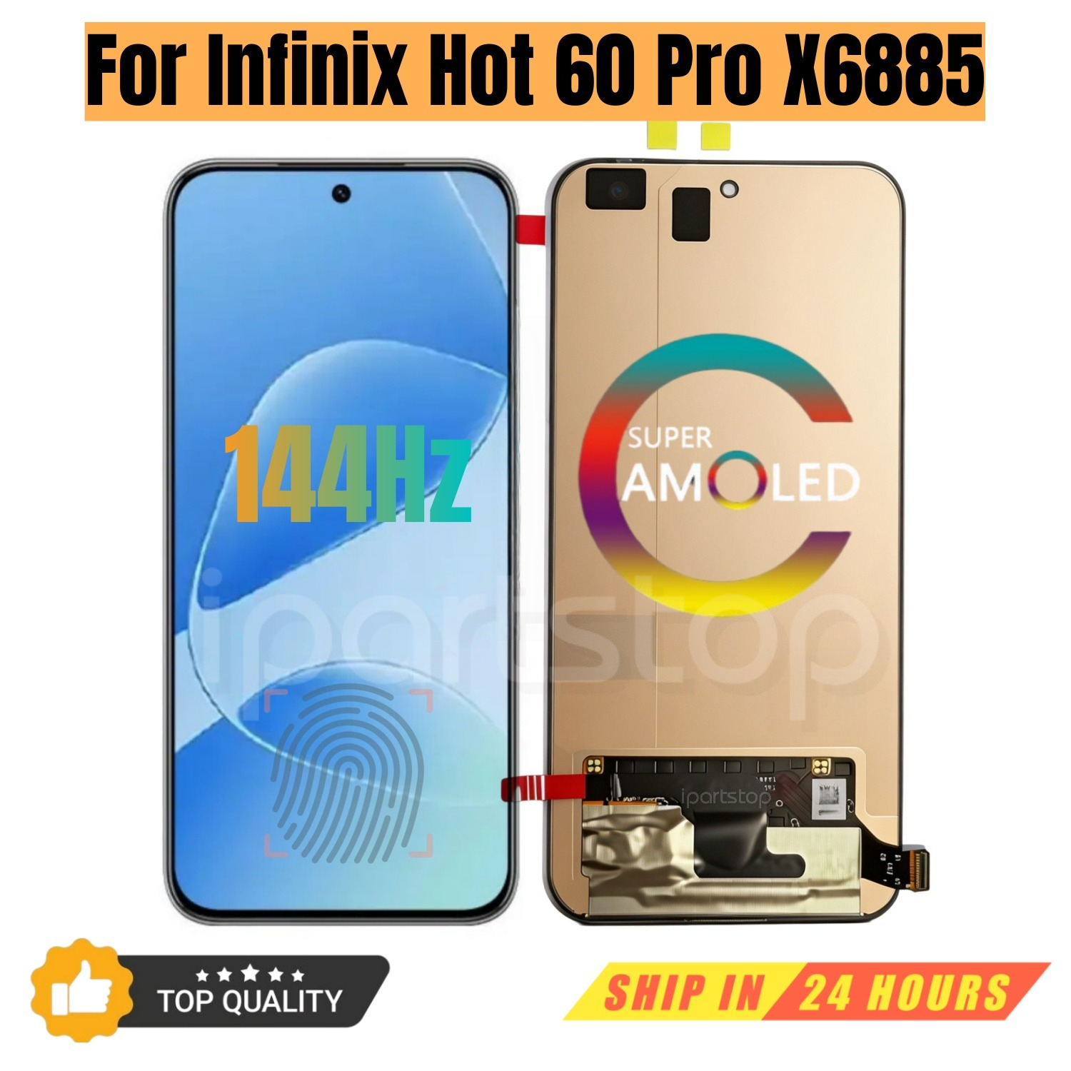 iParts 交換用新しいディスプレイ Infinix Hot 60 Pro X6885 144Hz AMOLED タッチ スクリーン デジタイザ フレーム アセンブリ OEM 付き