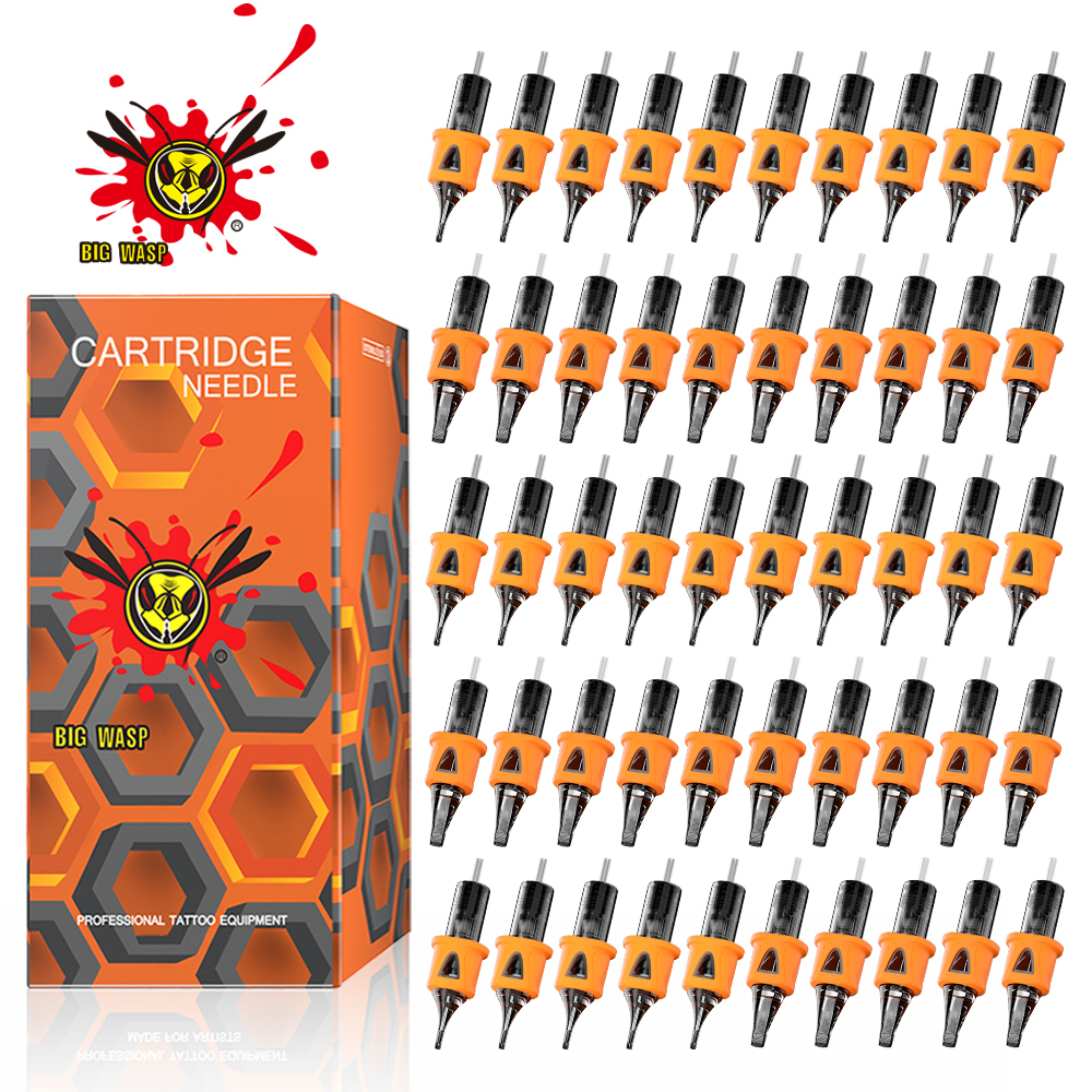 BIGWASP 50 ピース/箱混合カートリッジタトゥーニードル使い捨てシリコーン滅菌安全タトゥーニードルタトゥーマシングリップ用