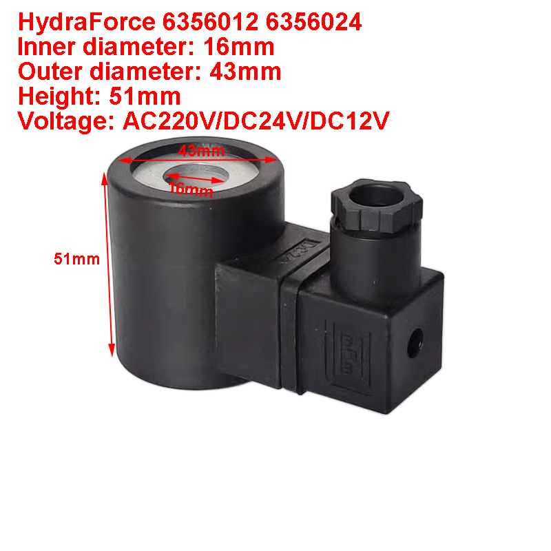 HydraForce 油圧ソレノイドバルブコイル 6356012 6356024 ボア 16 ミリメートル高さ 51 ミリメートル DC12V DC24V AC220V