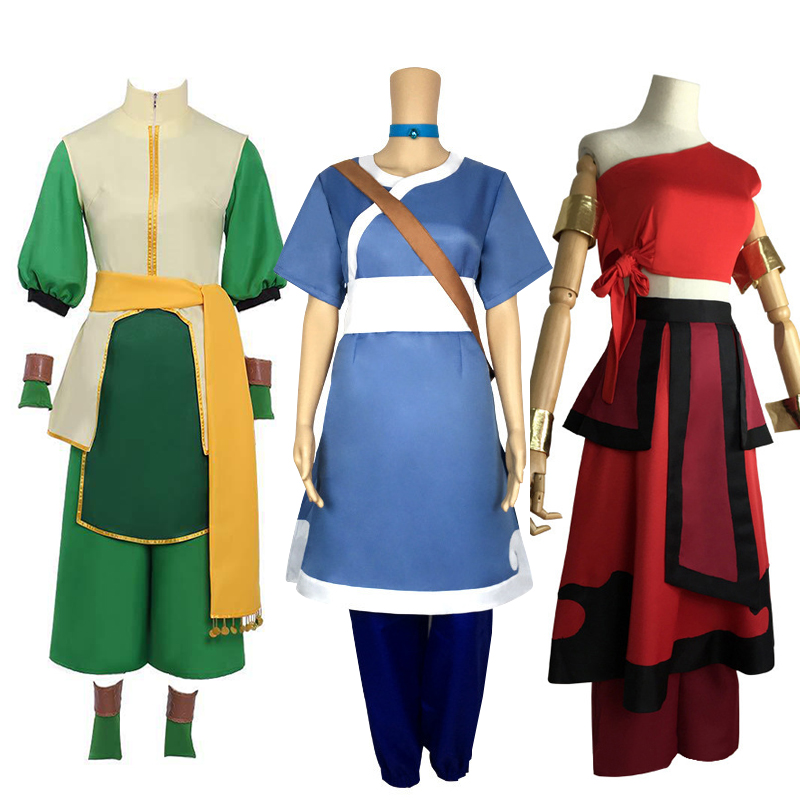 アニメ映画アバター: 伝説の少年アン カタラ ドレス コスプレ衣装アバター Aang 制服セット女性男性服ハロウィン衣装