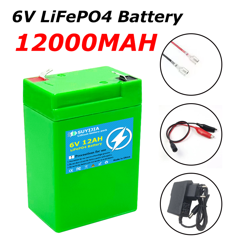 6V 12000mAh LiFePO4 バッテリー BMS 充電式リン酸鉄リチウム電池付き緊急ライトランタン子供用車に乗る