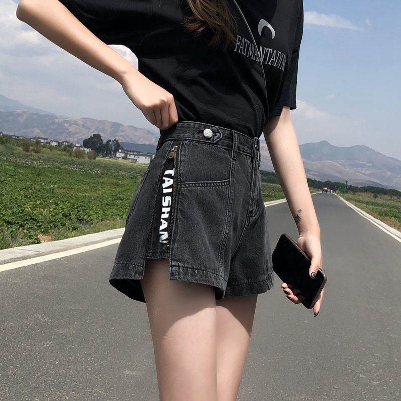 ショートパンツ女性が着用するジーンズワイドミニデニムレディースショートパンツパンクプリント低価格伸縮性高級ファッションY2k原宿XL