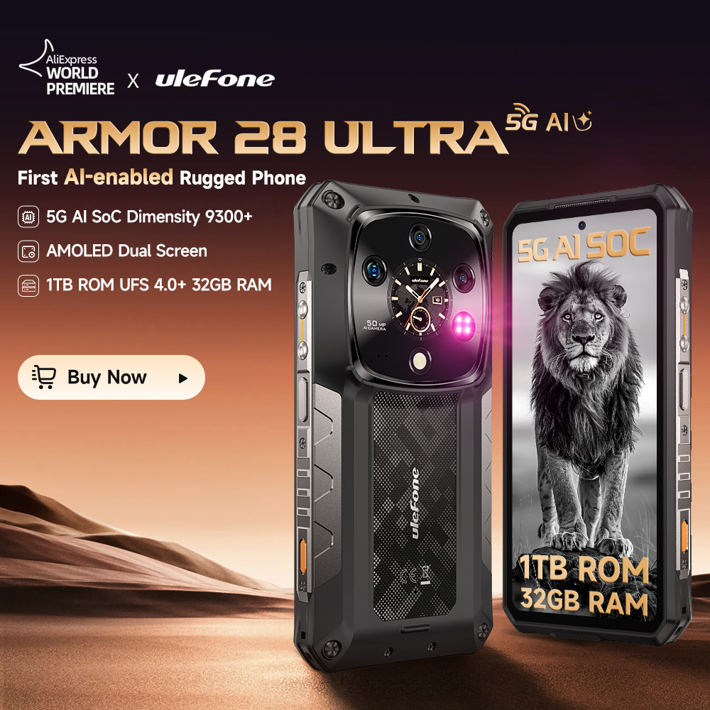 【世界初公開】Ulefone Armor 28 Ultra 5G AI Rugged Phone 1TB ROM 32GB RAM Android スマートフォン AMOLED 6.67" 10600mAh 携帯電話