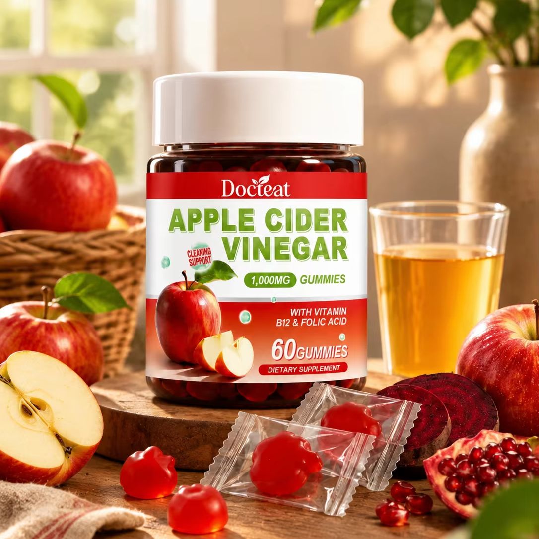 アップルサイダービネガービネガーグミ 1000mg B6 B12 葉酸消化エネルギー抗酸化サポートペクチンチュアブルサプリメント 30 個