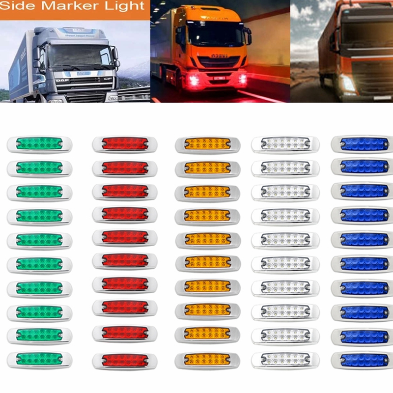 10 個 12V 24V 12 LED 車のトラック LED サイドマーカーライトトラックトレーラートラックキャラバンバスバンボート防水クリアランスライト