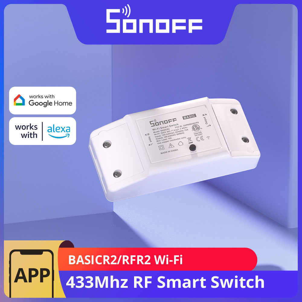 SONOFF BASICR2 RFR2 Wi-Fi 433MHz DIY スマート スイッチ ライト コントローラー 音声制御 同期ステータス eWeLink アプリ Alexa 経由のスマート シーン