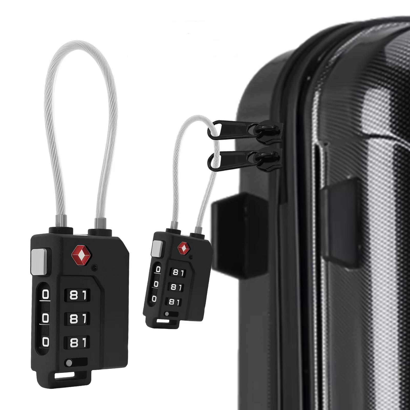 TSA 税関コードロック旅行荷物用パスワード 3 桁コンビネーション南京錠旅行バッグスーツケースロッカージムロック 2/4 個