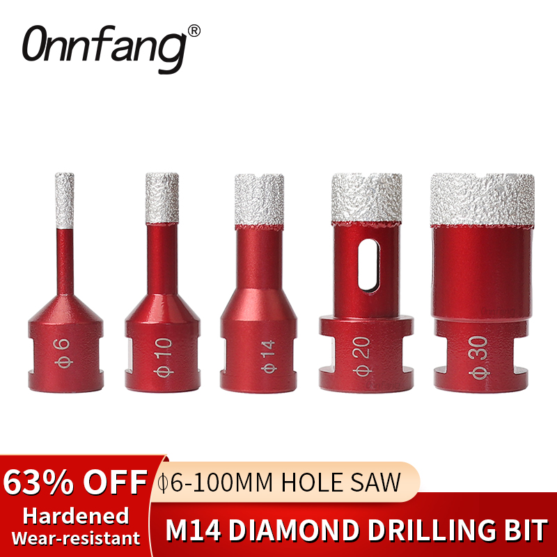 Onnfang M14 ダイヤモンド掘削コアビットタイルドリル真空ろう付け 1pc 大理石ホールソー磁器掘削ビットベルソークラウン 6-100MM