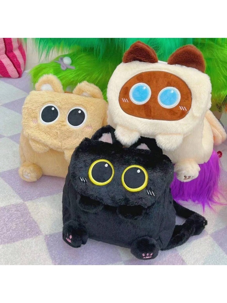 女性かわいい猫ぬいぐるみバックパックカピバラぬいぐるみクロスボディバッグハンドバッグソフト暖かいカピバラ毛皮バッグ誕生日プレゼント