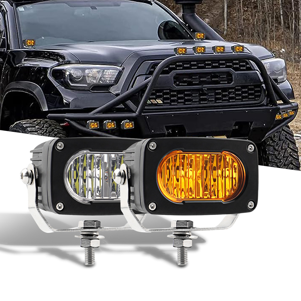 3 インチ LED ポッドライト 2 個アンバードライビングライトオフロードスポットビームフォグライトイエローオートバイ SUV ATV UTV トラックボートトラクター用