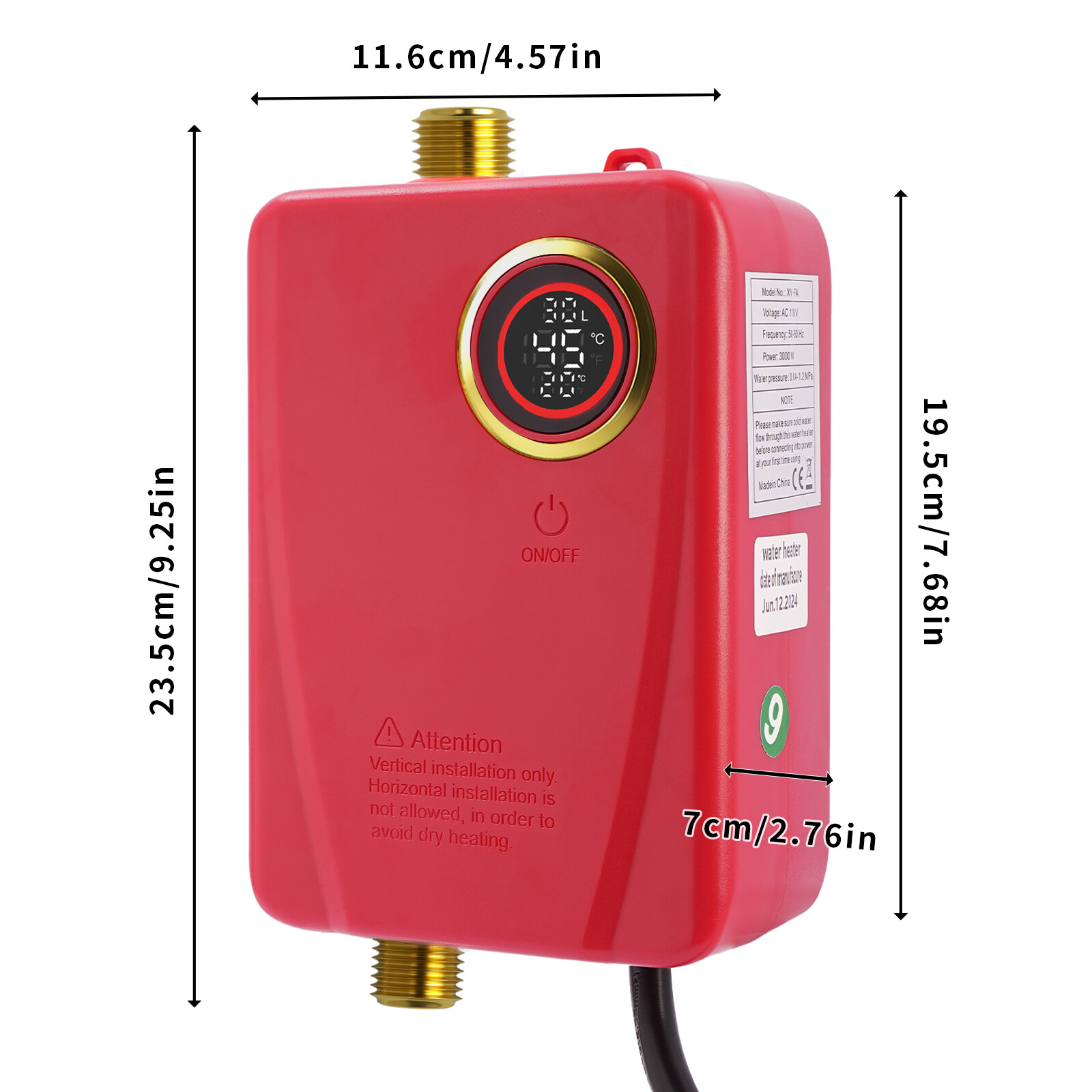 110 V 3000 ワットステンレス鋼ミニ給湯器 XY-FA 赤米国プラグインスタントお湯キッチンバスルーム用
