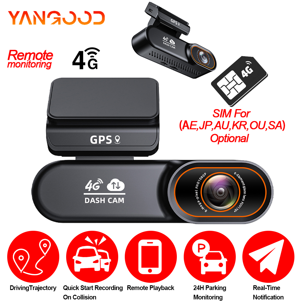 4G UHD Dash Cam Mini App Control CAR DVR Optional SIM Card Real-Time Record Live Streaming 24H Parking Monitor Black Box
