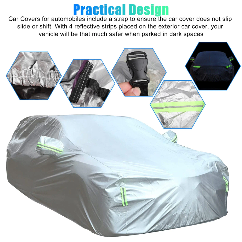車のカバー完全防水屋外全天候型 UV 保護 190T 475x180x150cm 日雨雪防塵ユニバーサルフィット