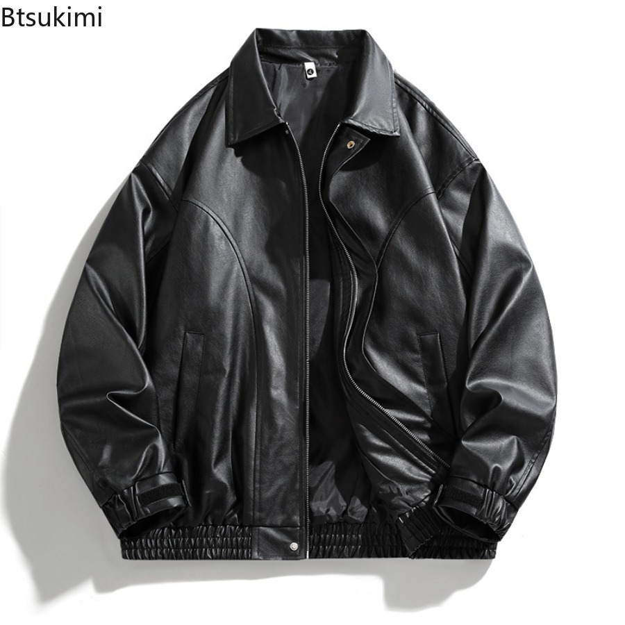 ヴィンテージアメリカンスタイルメンズレザージャケットハイエンドファッションルース Pu レザージャケット春秋カジュアルコート男ストリート