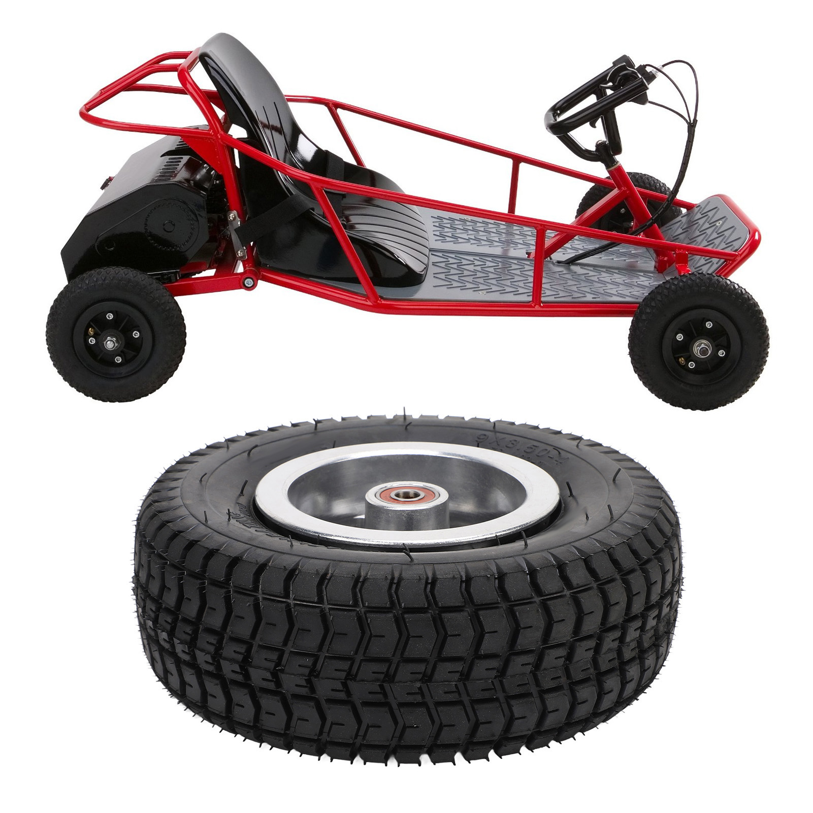 4 インチ ゴーカート タイヤ、金属ハブ付き 4 インチ オフロード タイヤ、ゴーカートおよび軽自動車用の高いトラクション