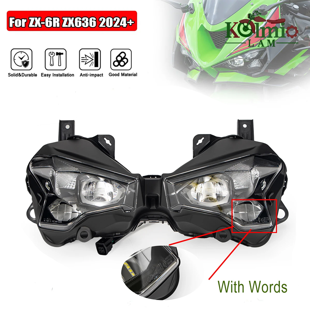 2024-2026 カワサキ ZX-6R ZX6R ヘッドライトオートバイフロントヘッドランプアセンブリ NINJA636 ZX 6R ZX636 2025 Led ヘッドライト