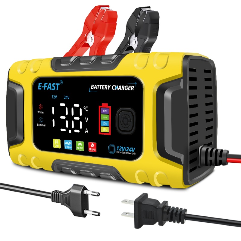12V/24V 10A Smart Battery Charger for Lifepo4 Lead Acid AGM Car Truck Boat Moto