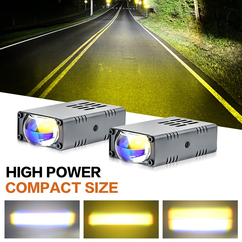 2X LED ヘッドライトバンパーフォグランププロジェクターレンズワークライトミニドライビングライト補助ライト車オートバイ