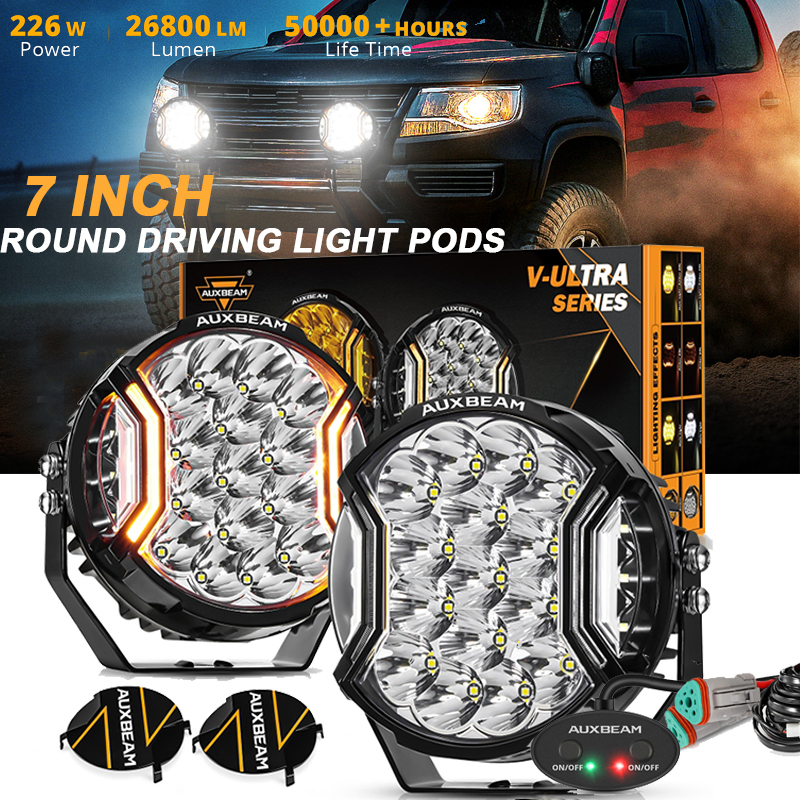 AUXBEAM 1 ペア 7 インチ LED ワークライトポッドデイドライビングランプ LED サイドシューターポッドライト ATV UTV SUV オフロード用