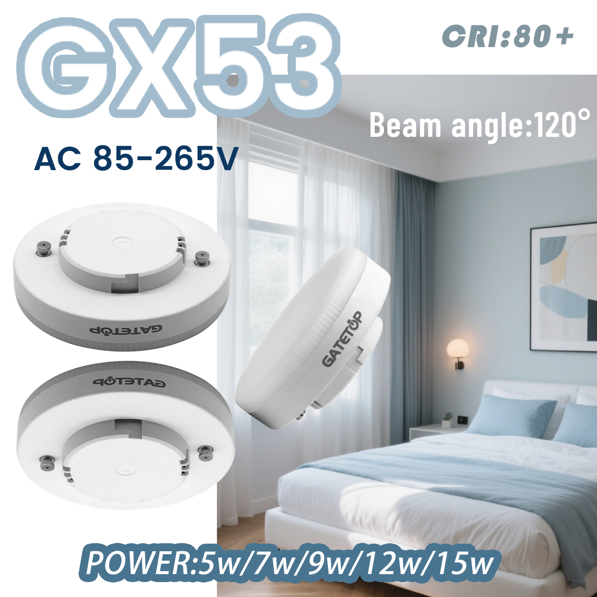 4-20 個 LED キャビネットライトワードローブライト GX53 スポットライト AC85V-260V ちらつきなし温白色光 5W-15W 高ルーメン 100LM/W
