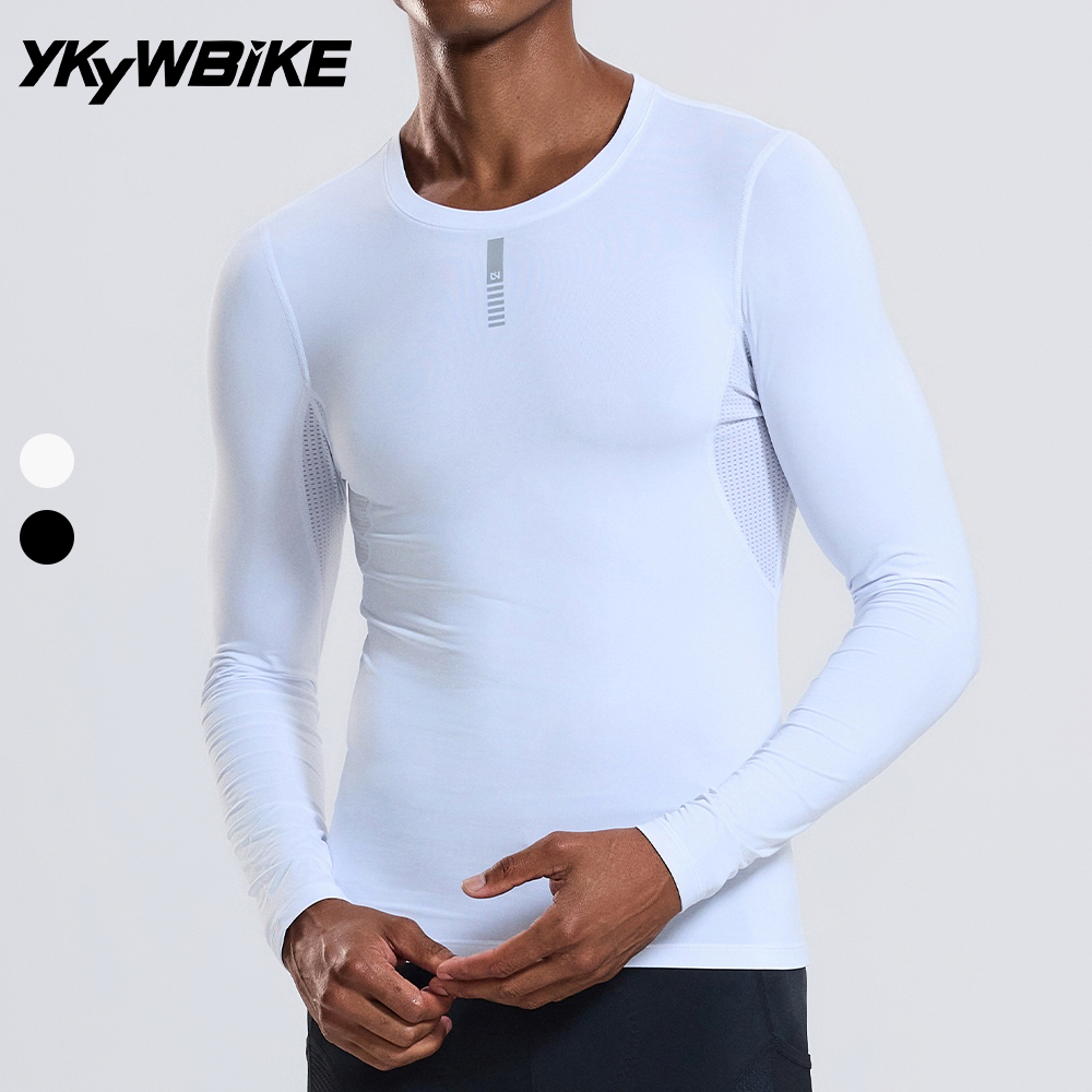 YKYWBIKE メンズ サイクリング ベースレイヤー サーマルフリース自転車アンダーシャツ長袖ロードバイクベスト MTB 服