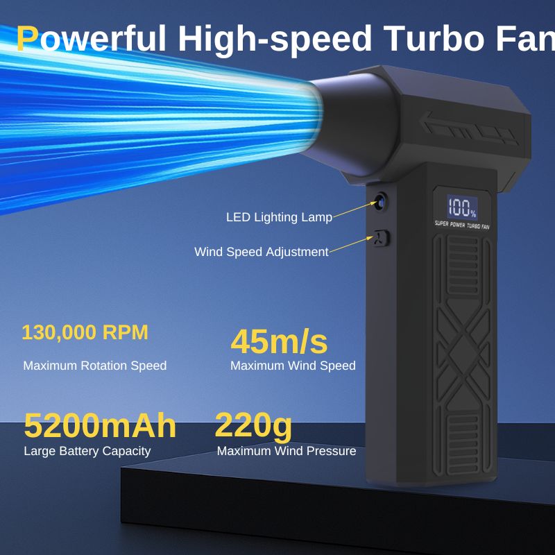 120,000 RPM 電動タービンブロワー、ポータブルコードレスヘアドライヤー、車/エレクトロニクス/家庭用ディープクリーニングツール