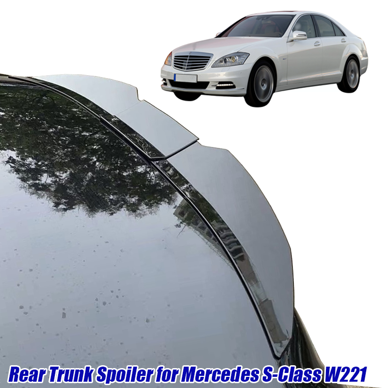 メルセデスベンツアクセサリー S クラス W221 2008-2013 3 個車ダックテールリアトランクスポイラーウインググロスブラックハード ABS