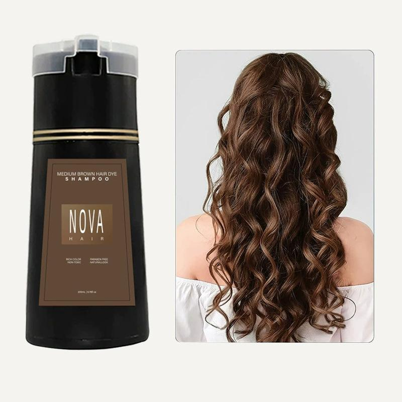 Nova 3-in-1 ヘアカラーリングシャンプー オイルコントロール ふわふわさわやか染毛剤 クイックめまいヘアカラーリングシャンプー ヘアケア 7 色